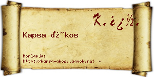 Kapsa Ákos névjegykártya