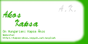 akos kapsa business card