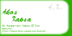 akos kapsa business card